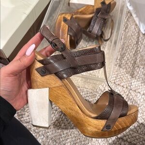 All Saints Brown Leather Strappy Sandals